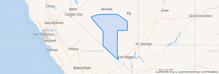 Mapa de ubicacion de Nye County.