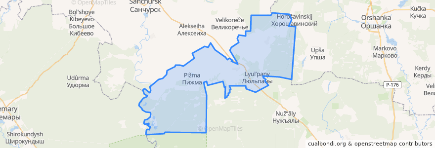 Mapa de ubicacion de Люльпанское сельское поселение.