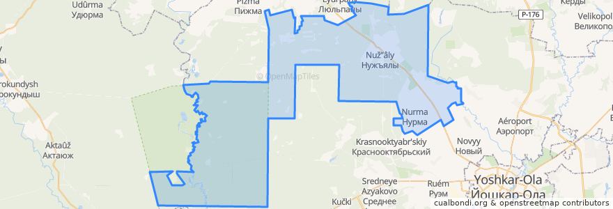 Mapa de ubicacion de Нурминское сельское поселение.