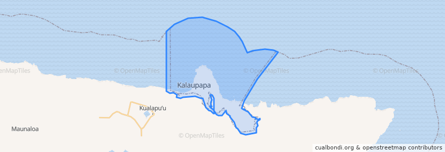 Mapa de ubicacion de Kalawao County.