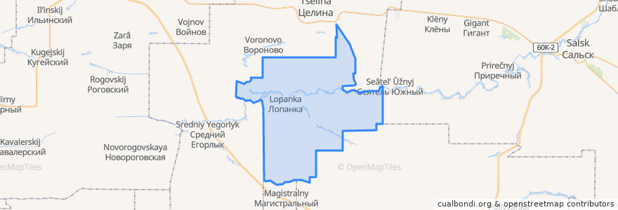 Mapa de ubicacion de Лопанское сельское поселение.