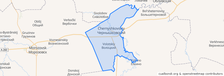 Mapa de ubicacion de Чернышковское городское поселение.