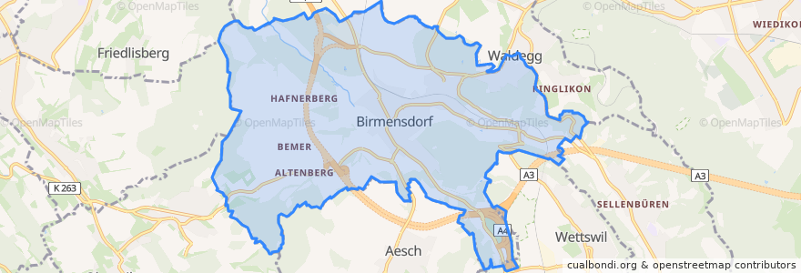 Mapa de ubicacion de Birmensdorf (ZH).