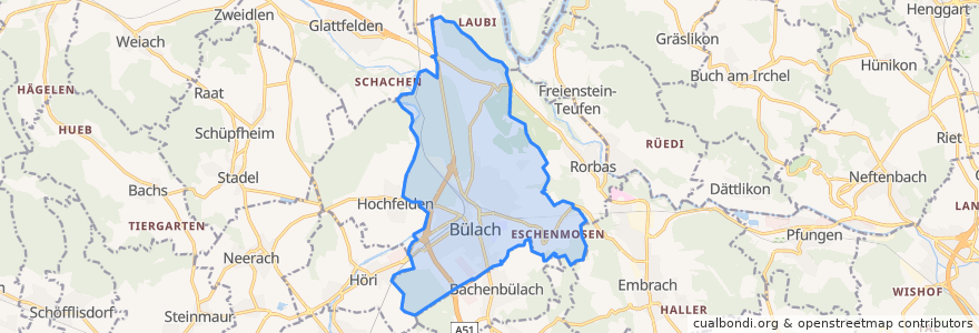 Mapa de ubicacion de Bülach.