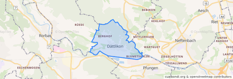 Mapa de ubicacion de Dättlikon.