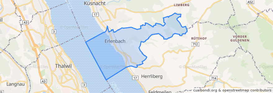 Mapa de ubicacion de Erlenbach (ZH).