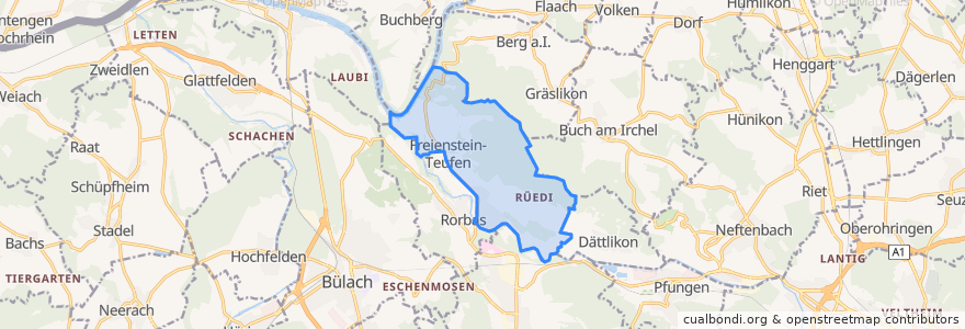 Mapa de ubicacion de Freienstein-Teufen.