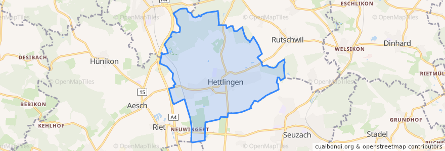 Mapa de ubicacion de Hettlingen.