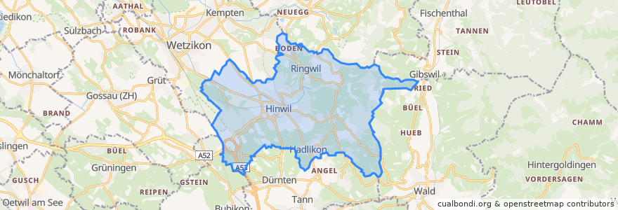 Mapa de ubicacion de Hinwil.