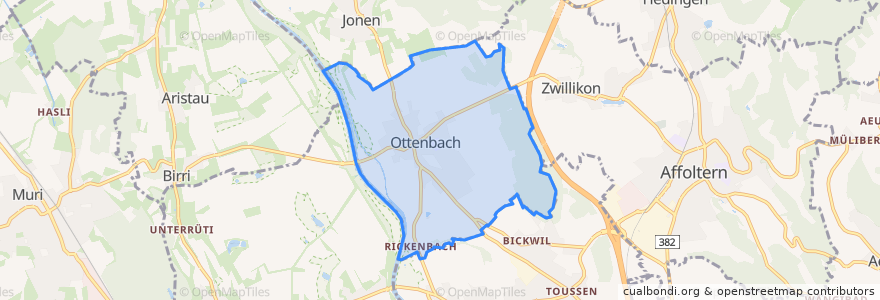 Mapa de ubicacion de Ottenbach.