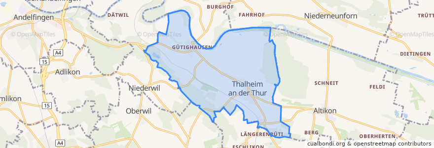 Mapa de ubicacion de Thalheim an der Thur.