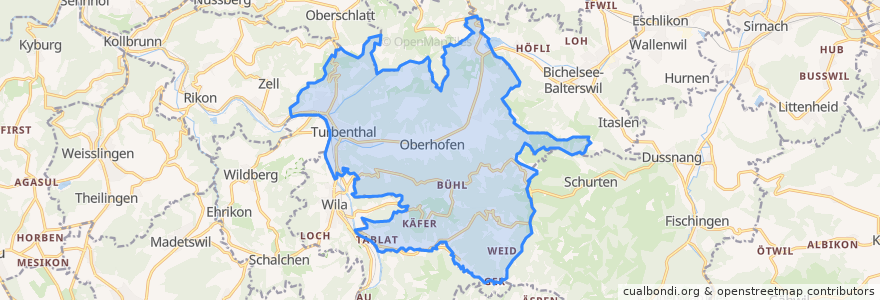 Mapa de ubicacion de Turbenthal.