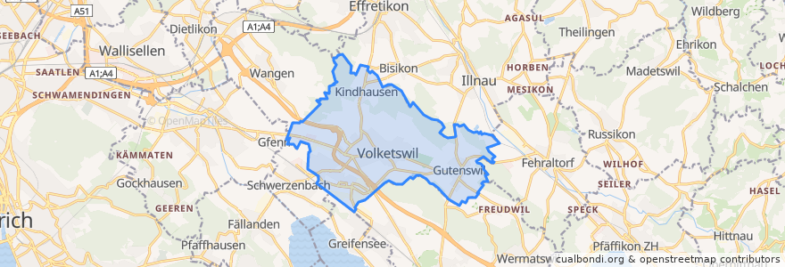 Mapa de ubicacion de Volketswil.