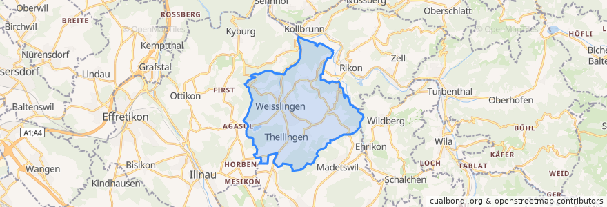 Mapa de ubicacion de Weisslingen.