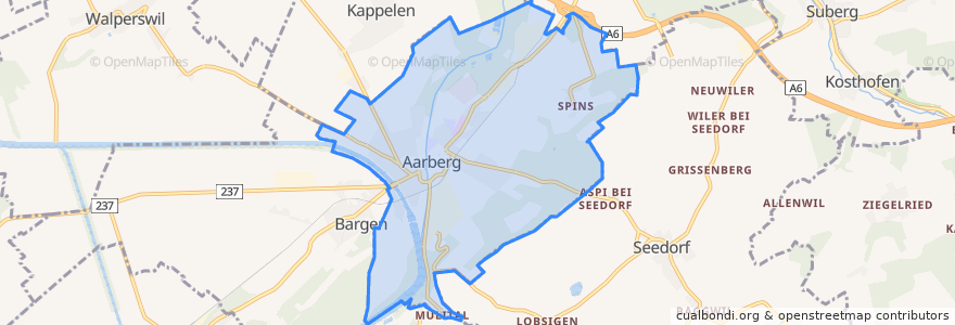 Mapa de ubicacion de Aarberg.