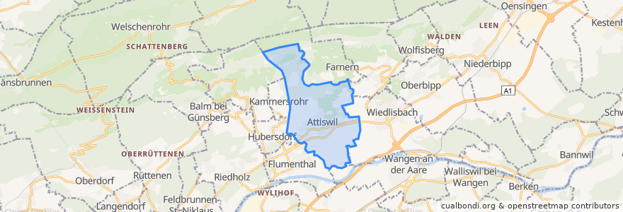 Mapa de ubicacion de Attiswil.