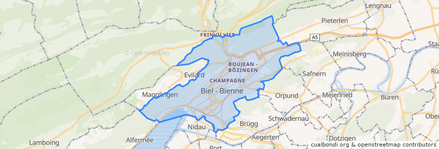 Mapa de ubicacion de Biel/Bienne.