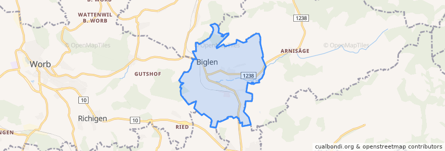 Mapa de ubicacion de Biglen.