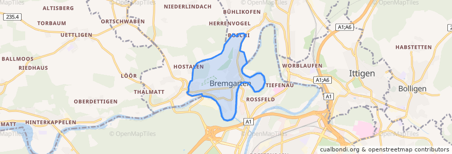 Mapa de ubicacion de Bremgarten bei Bern.