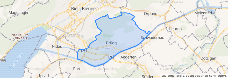 Mapa de ubicacion de Brügg.