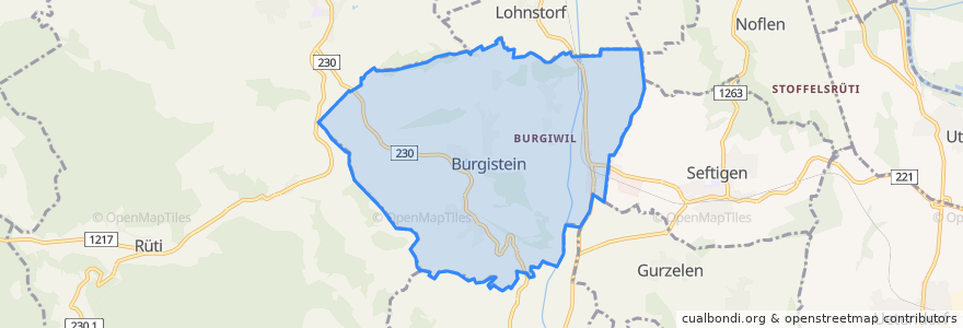 Mapa de ubicacion de Burgistein.