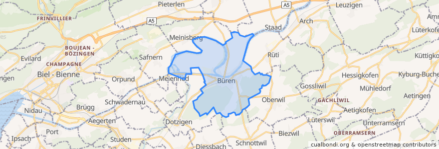 Mapa de ubicacion de Büren an der Aare.