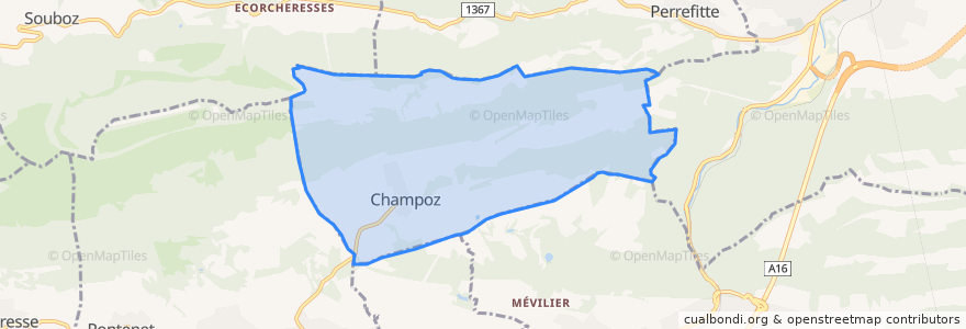 Mapa de ubicacion de Champoz.