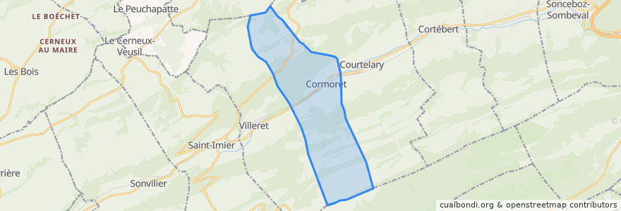 Mapa de ubicacion de Cormoret.