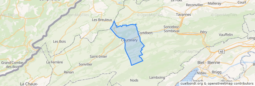 Mapa de ubicacion de Courtelary.