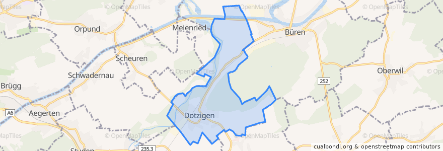 Mapa de ubicacion de Dotzigen.