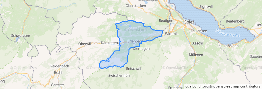 Mapa de ubicacion de Erlenbach im Simmental.