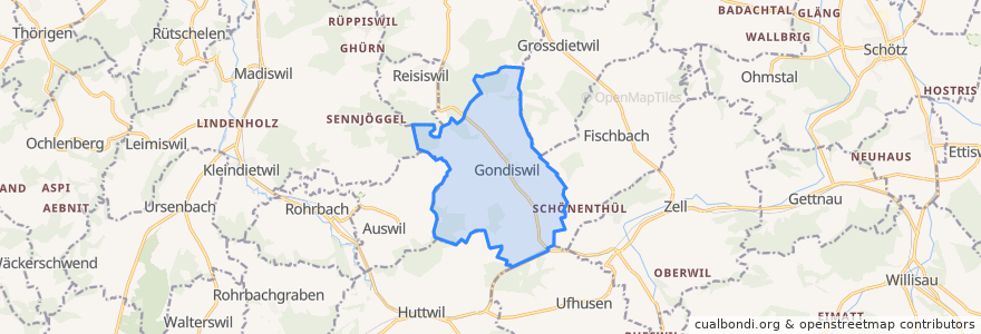 Mapa de ubicacion de Gondiswil.