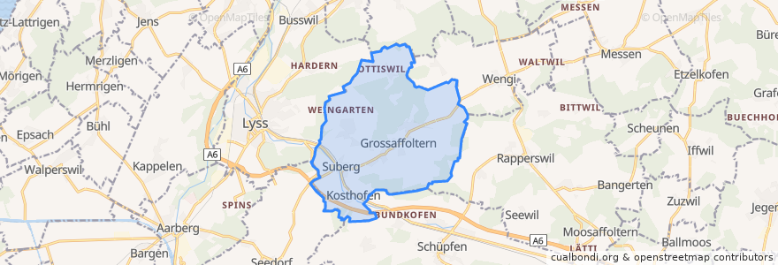 Mapa de ubicacion de Grossaffoltern.