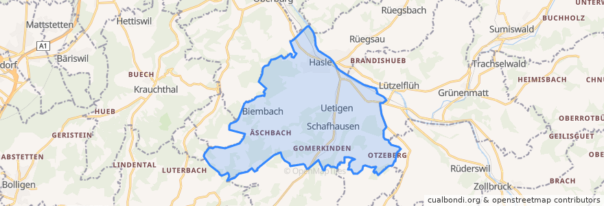 Mapa de ubicacion de Hasle bei Burgdorf.