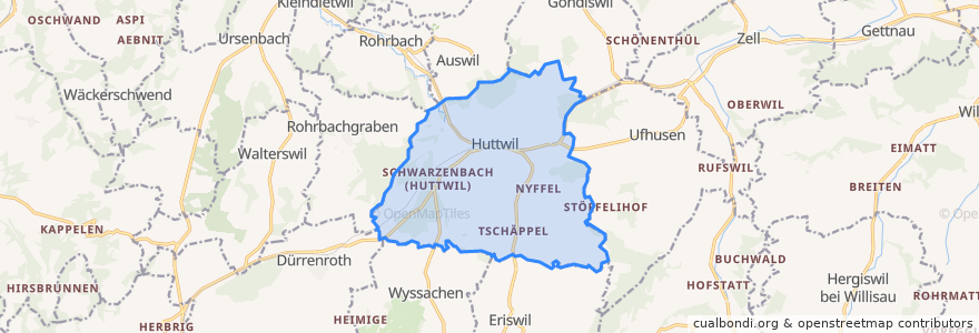 Mapa de ubicacion de Huttwil.