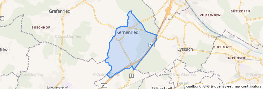 Mapa de ubicacion de Kernenried.