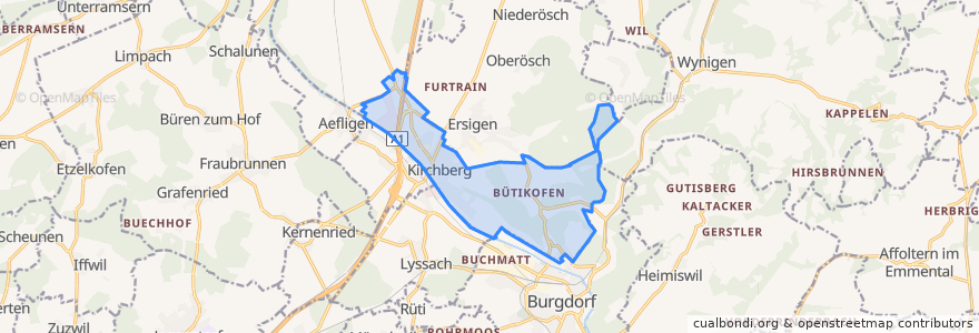 Mapa de ubicacion de Kirchberg (BE).