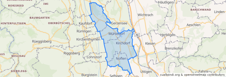 Mapa de ubicacion de Kirchdorf (BE).