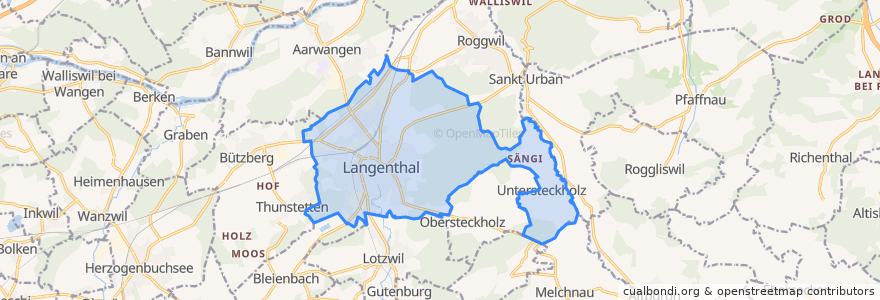 Mapa de ubicacion de Langenthal.