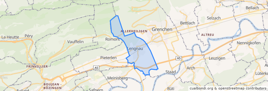 Mapa de ubicacion de Lengnau (BE).