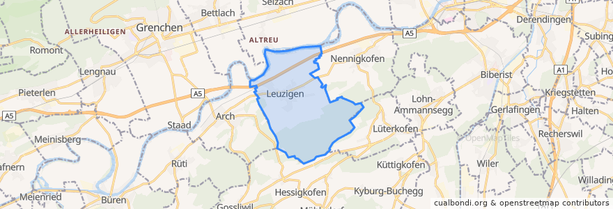 Mapa de ubicacion de Leuzigen.