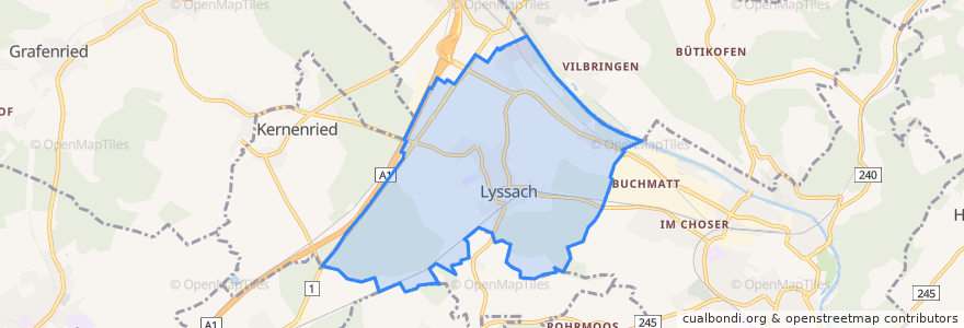 Mapa de ubicacion de Lyssach.