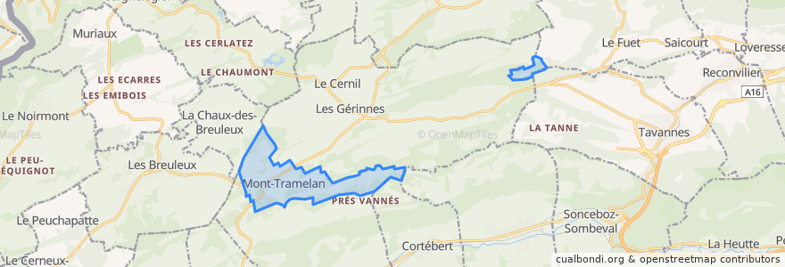 Mapa de ubicacion de Mont-Tramelan.