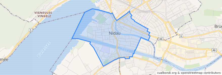 Mapa de ubicacion de Nidau.