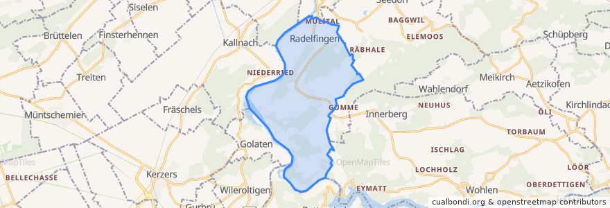 Mapa de ubicacion de Radelfingen.