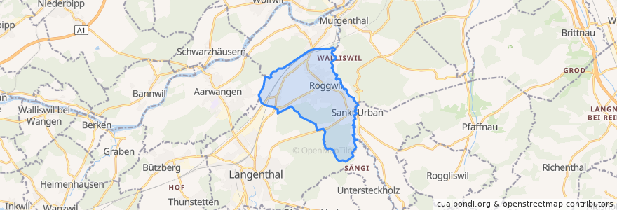 Mapa de ubicacion de Roggwil (BE).