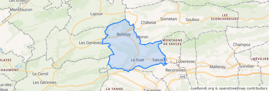 Mapa de ubicacion de Saicourt.