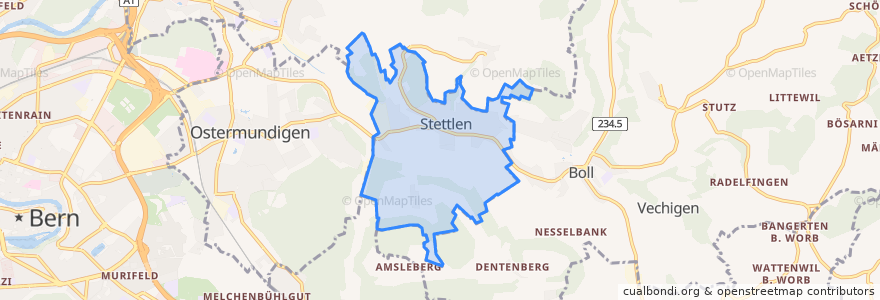 Mapa de ubicacion de Stettlen.