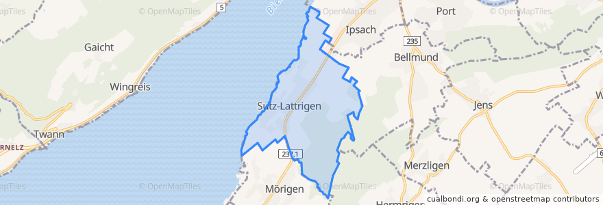 Mapa de ubicacion de Sutz-Lattrigen.