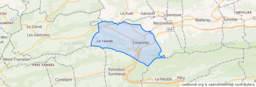 Mapa de ubicacion de Tavannes.